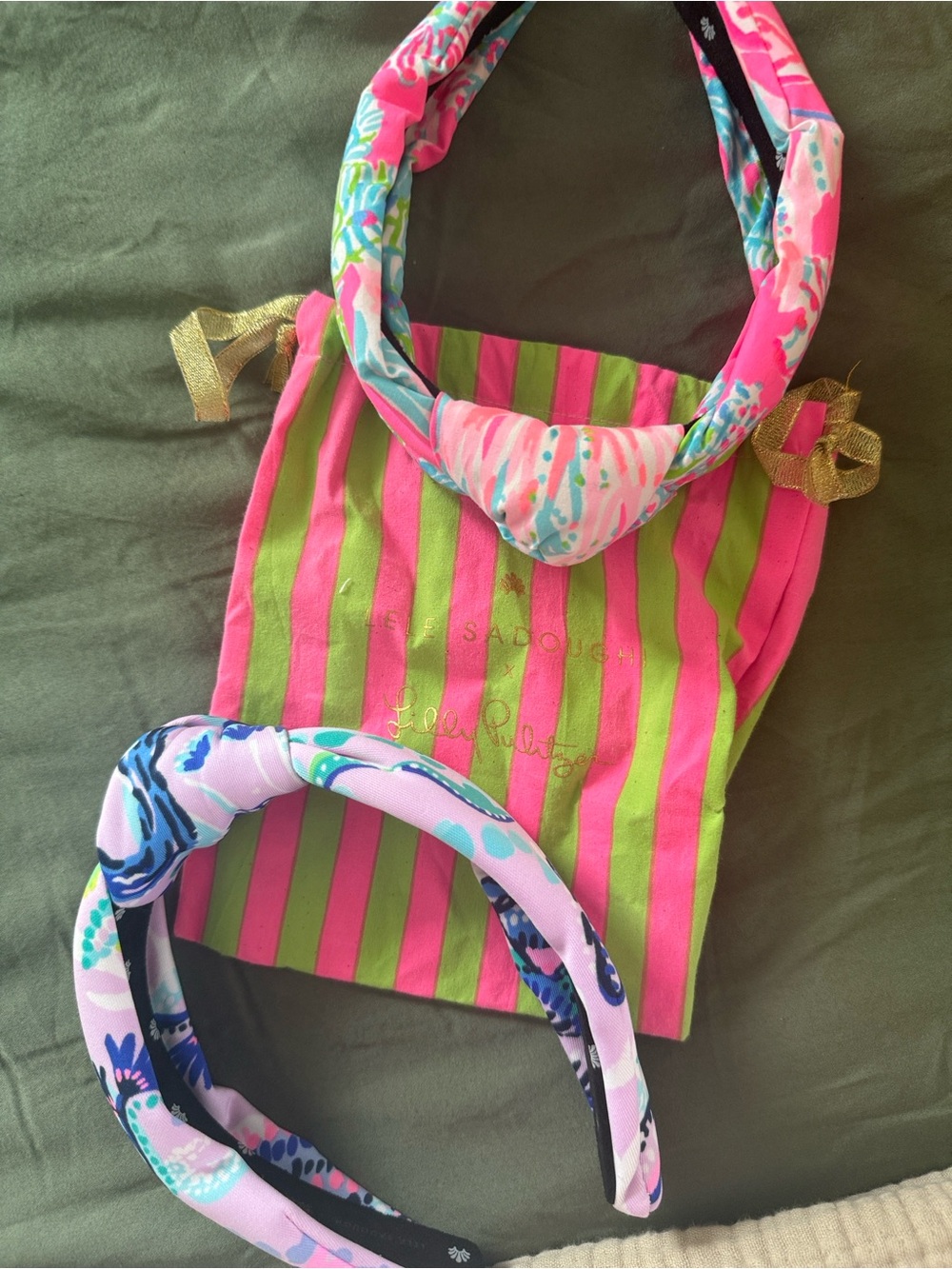 Lele Sadoughi x Lilly Pulitzer Pink & Aqua Knot Headband Set